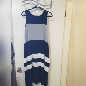 DKNY Colorblock Sleeveless Maxi Dress High Low Hem Size L